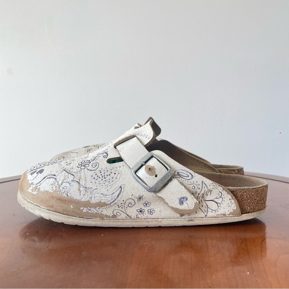 Birkenstock Women’s Floral Print White Leather Clog | EU 37 - Picture 4 of 7